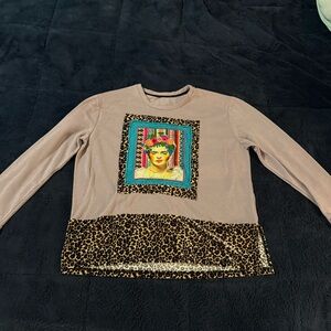 Purple Sweatshirt with Frida Kahlo Print